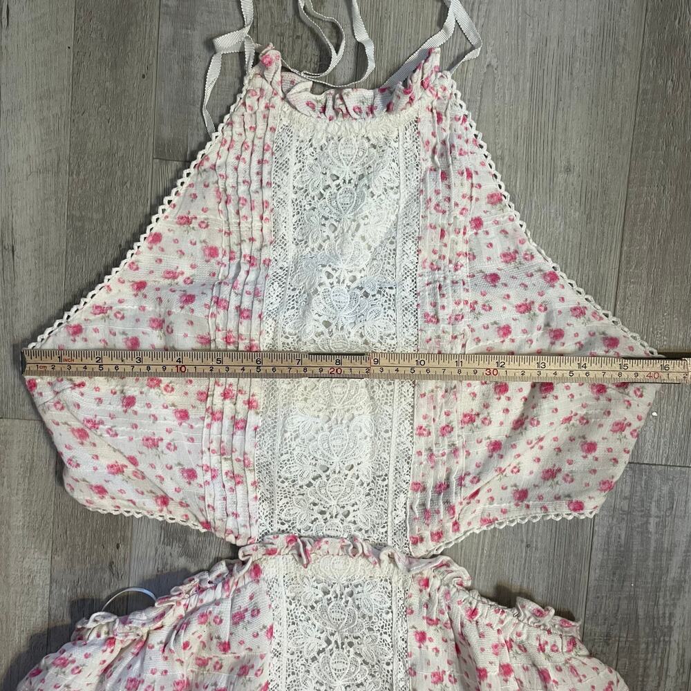 NWT LoveShackFancy Kesia mini dress with a floral print and lace accents. Size L - Picture 4 of 16